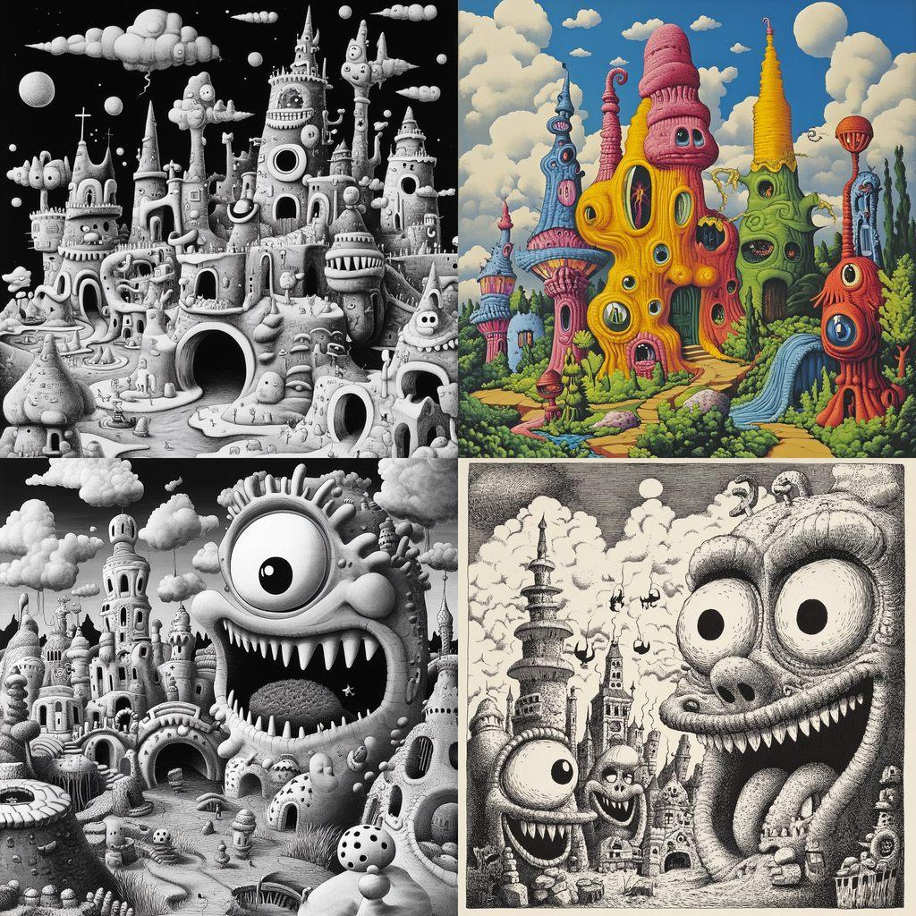 Jim Woodring style, Midjourney V6.1, render 1 of 4