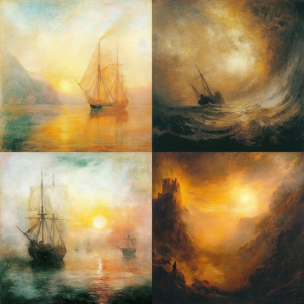 J.M.W. Turner style, Midjourney V6.1, render 1 of 4