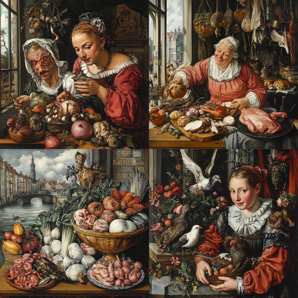 Joachim Beuckelaer style, Midjourney V6.1, render 1 of 4