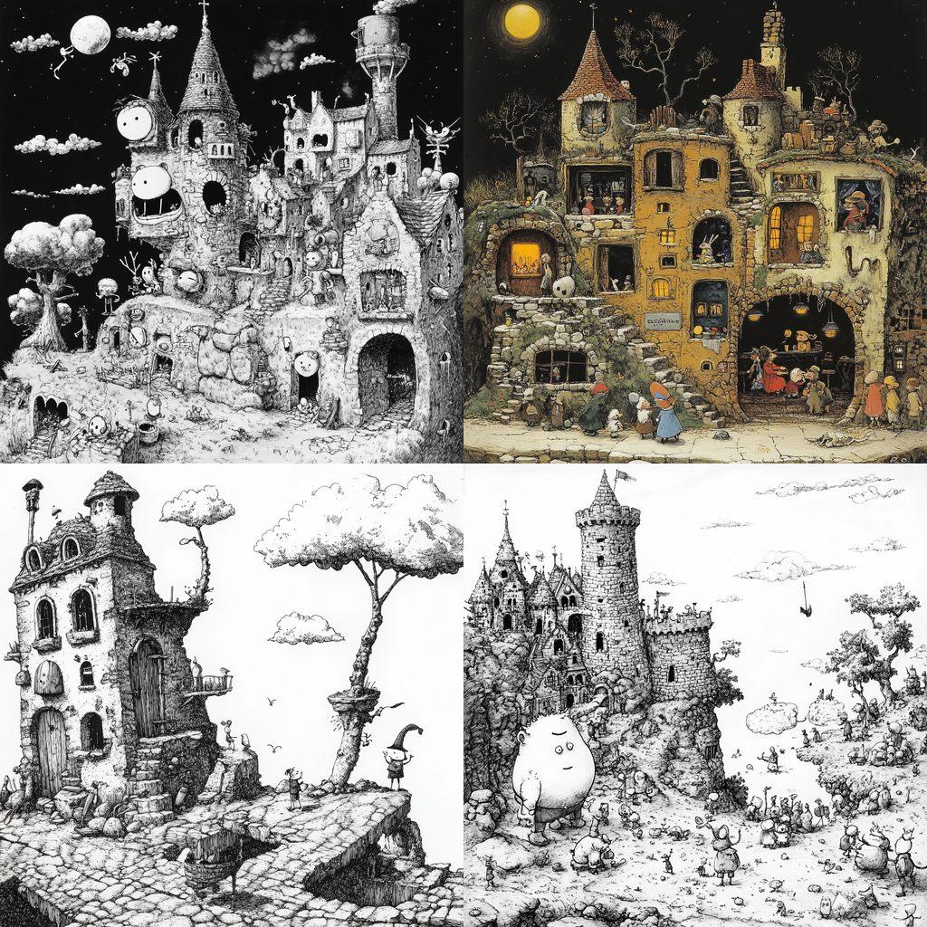 Quino style, Midjourney V6.1, render 1 of 4
