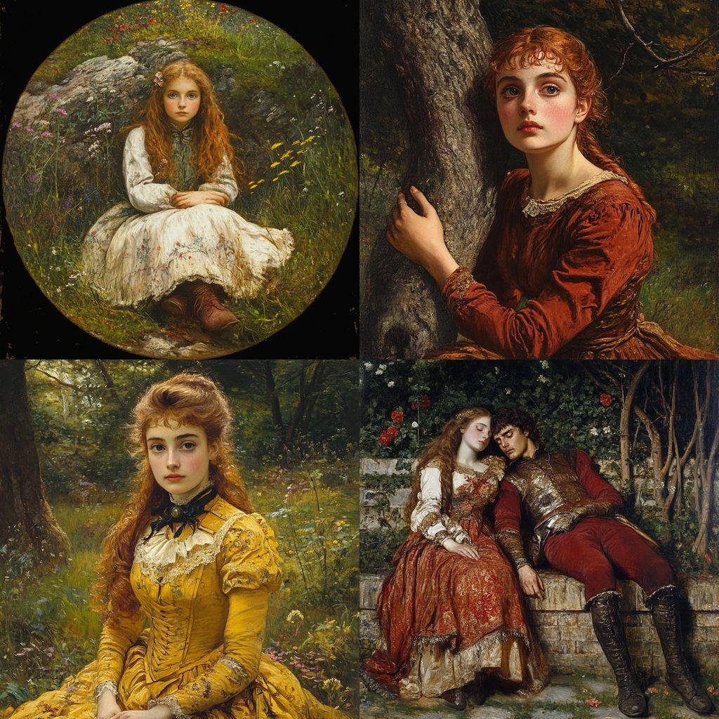 John Everett Millais style, Midjourney V6.1, render 1 of 4