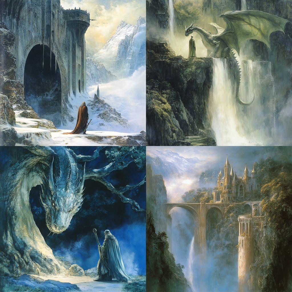 John Howe style, Midjourney V6.1, render 1 of 4