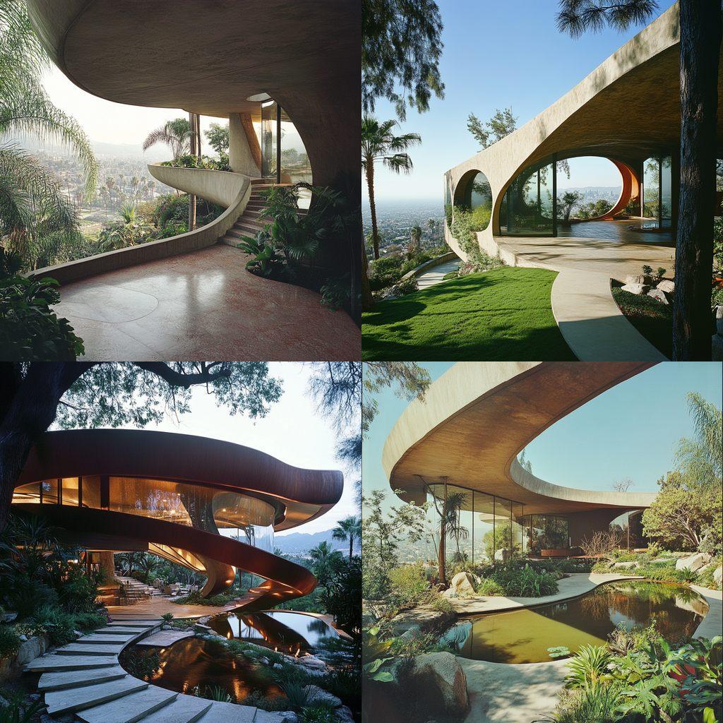 John Lautner style, Midjourney V6.1, render 1 of 4