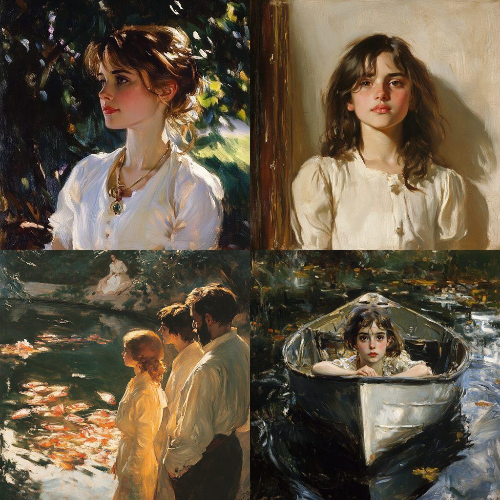 John Singer Sargent style, Midjourney V6.1, render 1 of 4