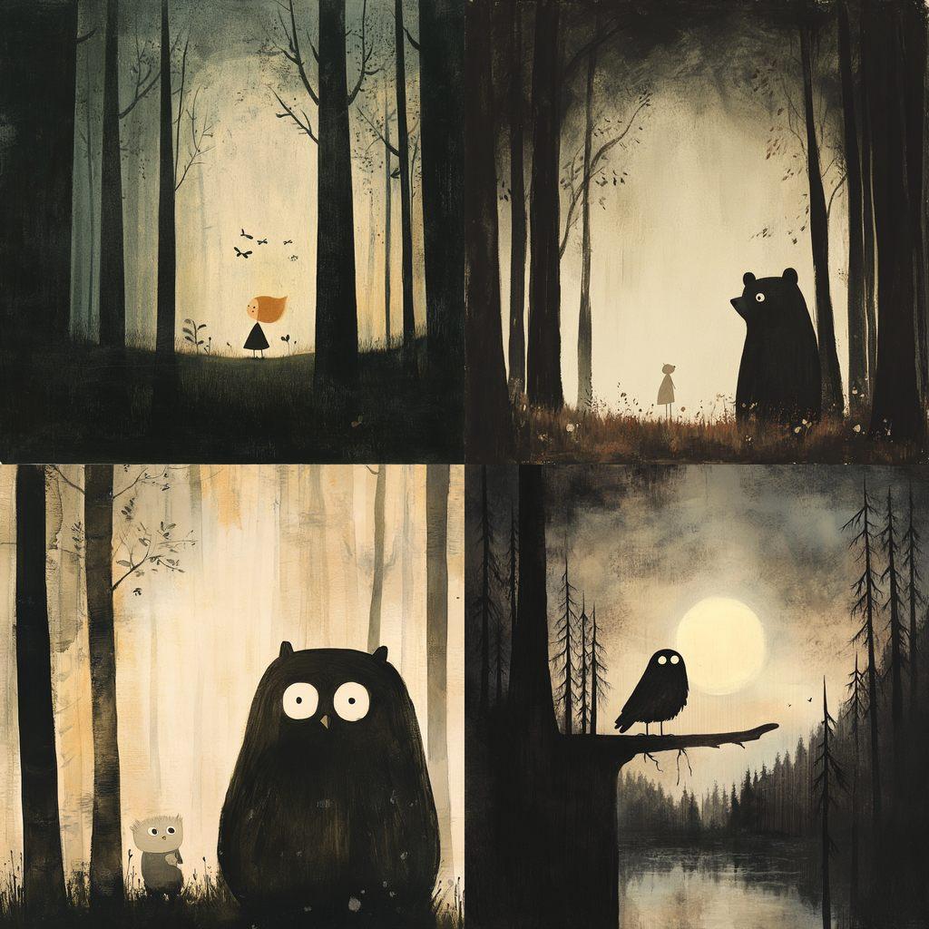 Jon Klassen style, Midjourney V6.1, render 1 of 4