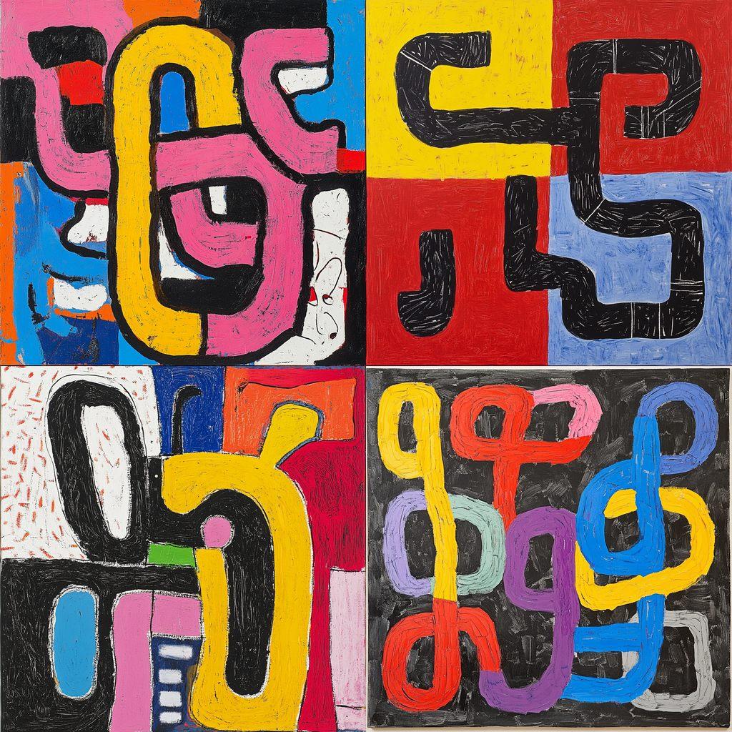 Jonathan Lasker style, Midjourney V6.1, render 1 of 4