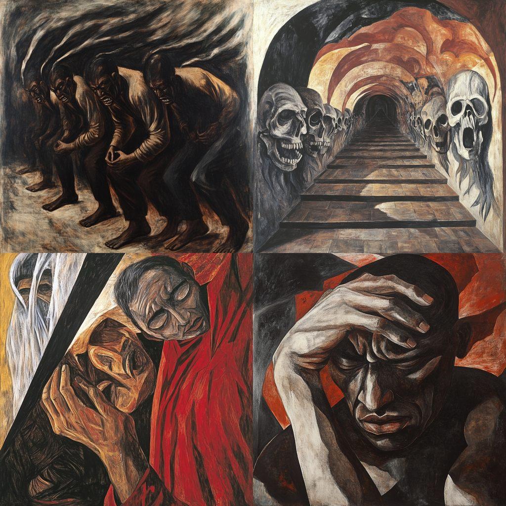 Jose Clemente Orozco style, Midjourney V6.1, render 1 of 4