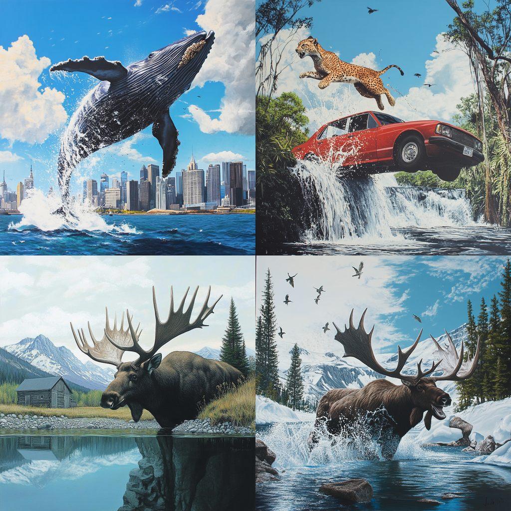 Josh Keyes style, Midjourney V6.1, render 1 of 4
