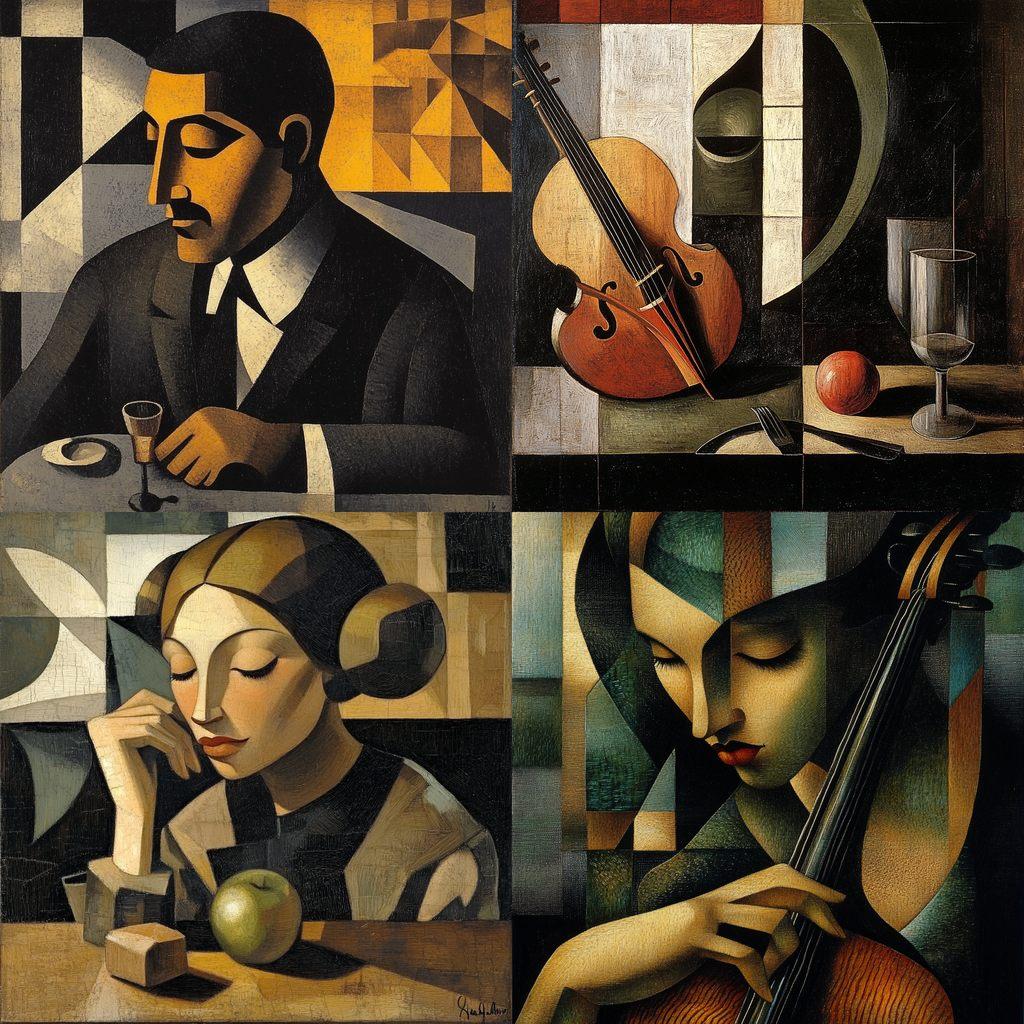 Juan Gris style, Midjourney V6.1, render 1 of 4