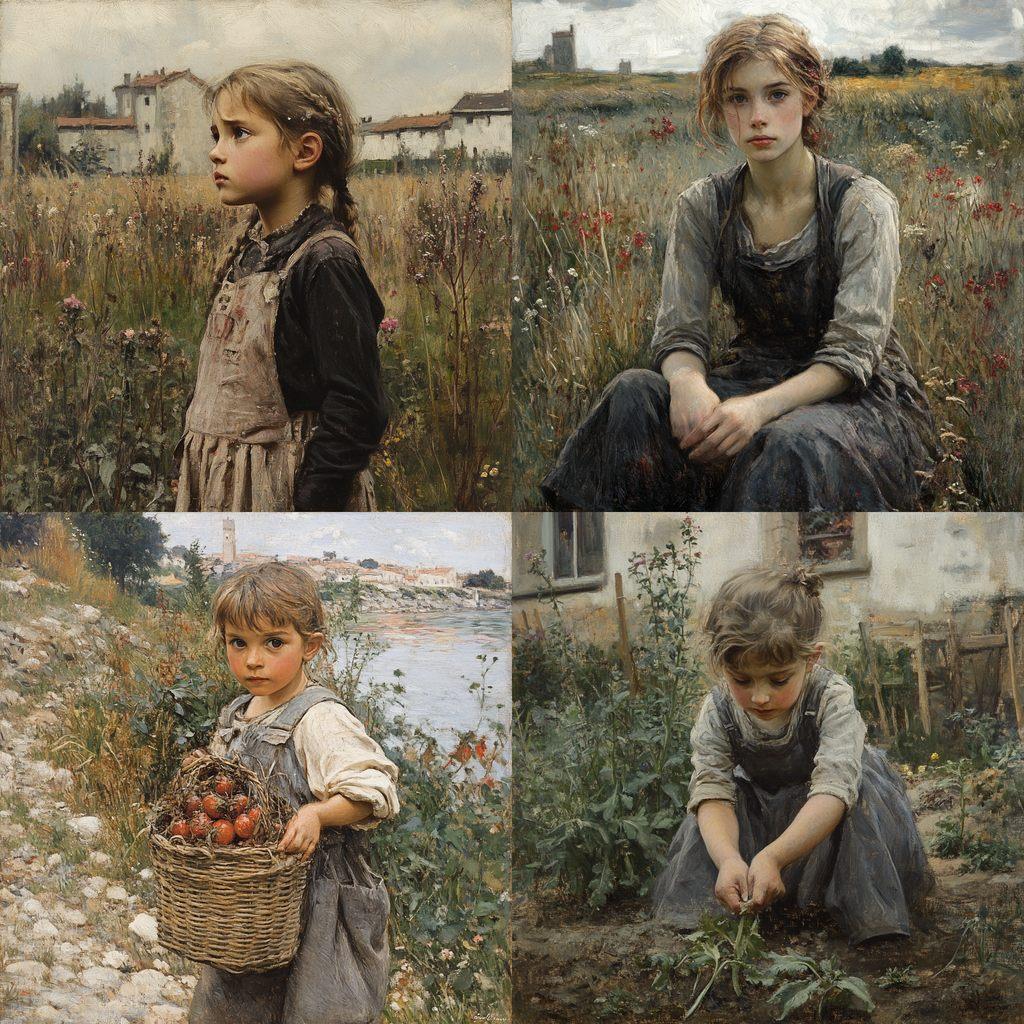 Jules Bastien-Lepage style, Midjourney V6.1, render 1 of 4
