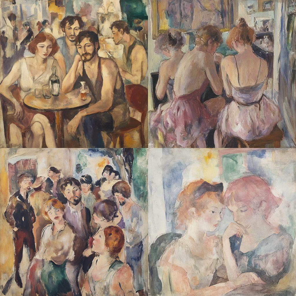Jules Pascin style, Midjourney V6.1, render 1 of 4