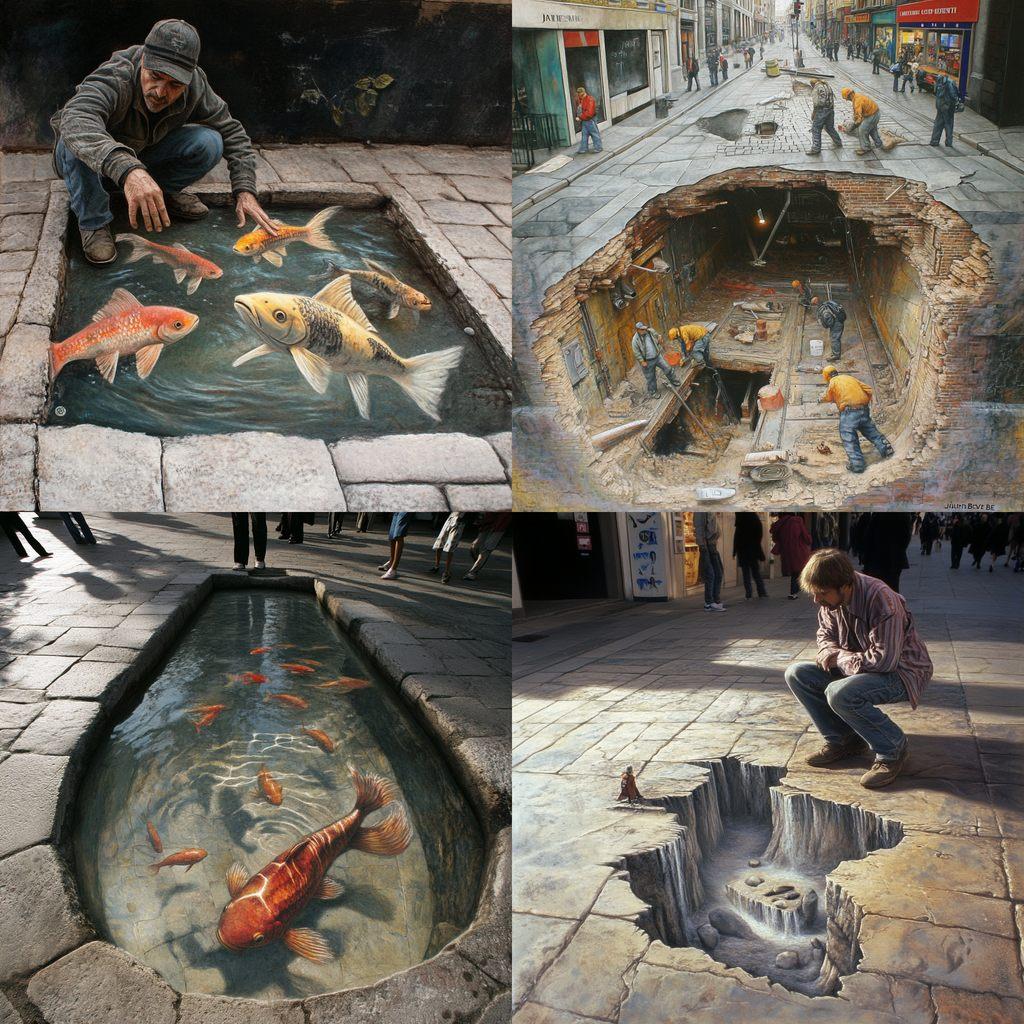 Julian Beever style, Midjourney V6.1, render 1 of 4