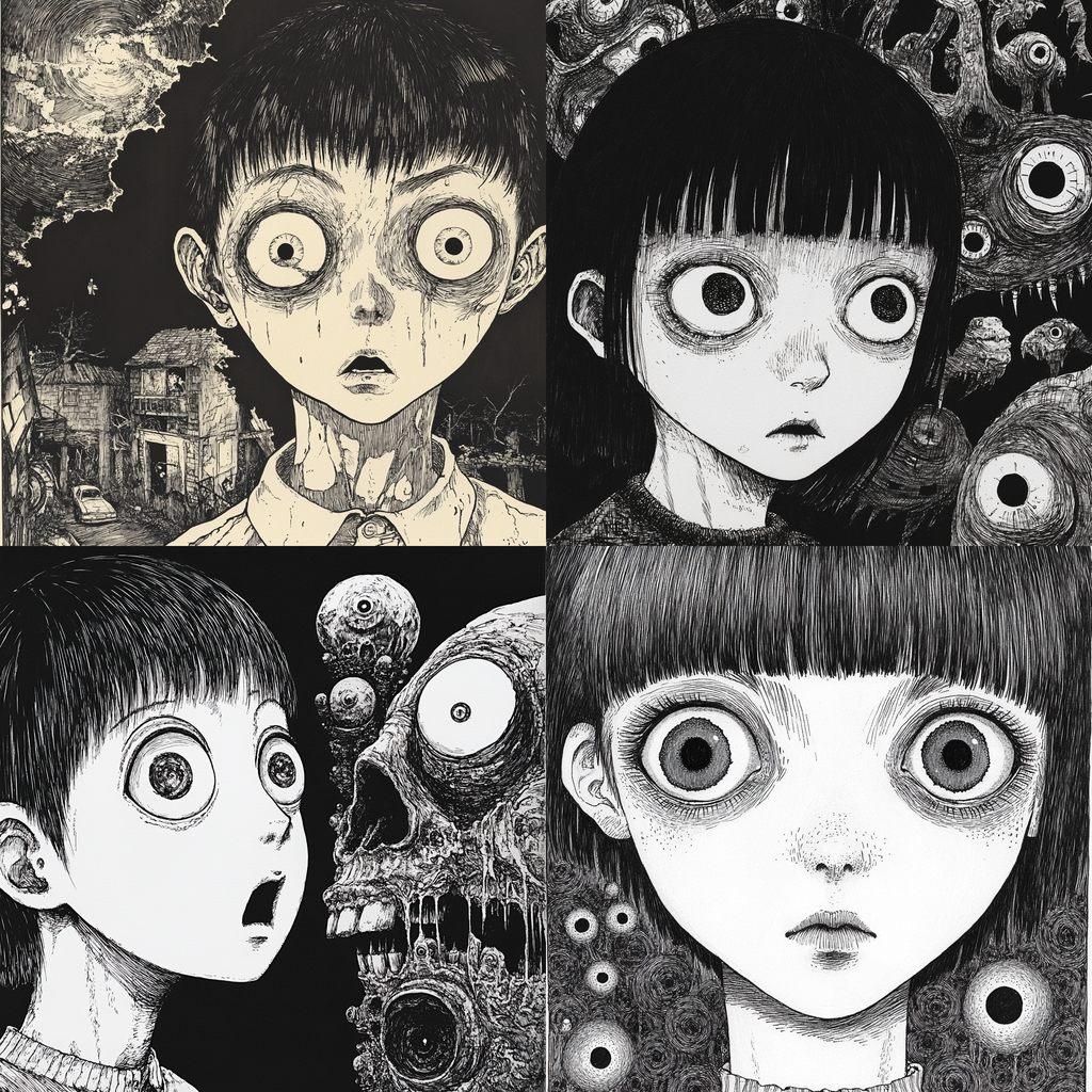 Junji Ito style, Midjourney V6.1, render 1 of 4