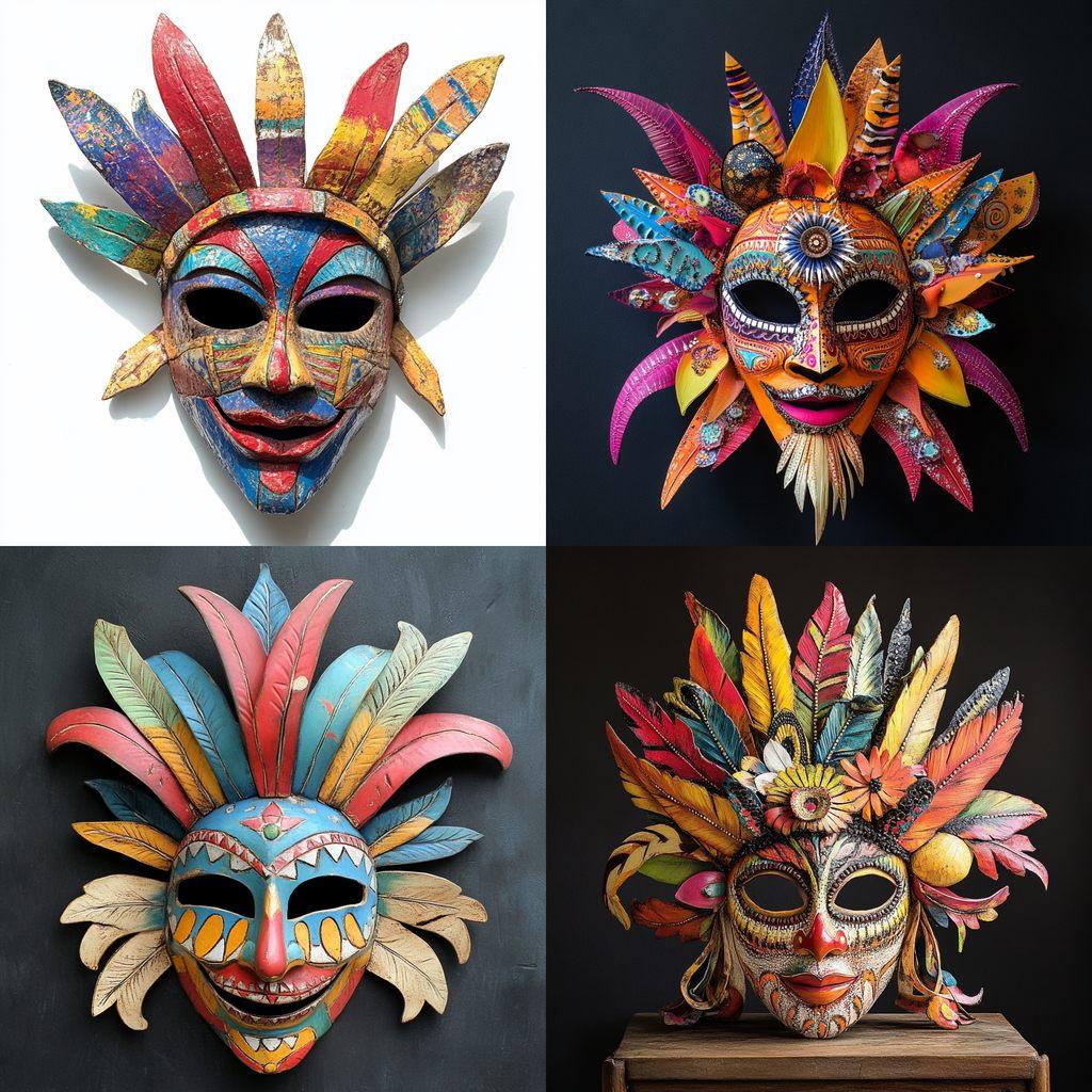 Junkanoo mask style, Midjourney V6.1, render 1 of 4