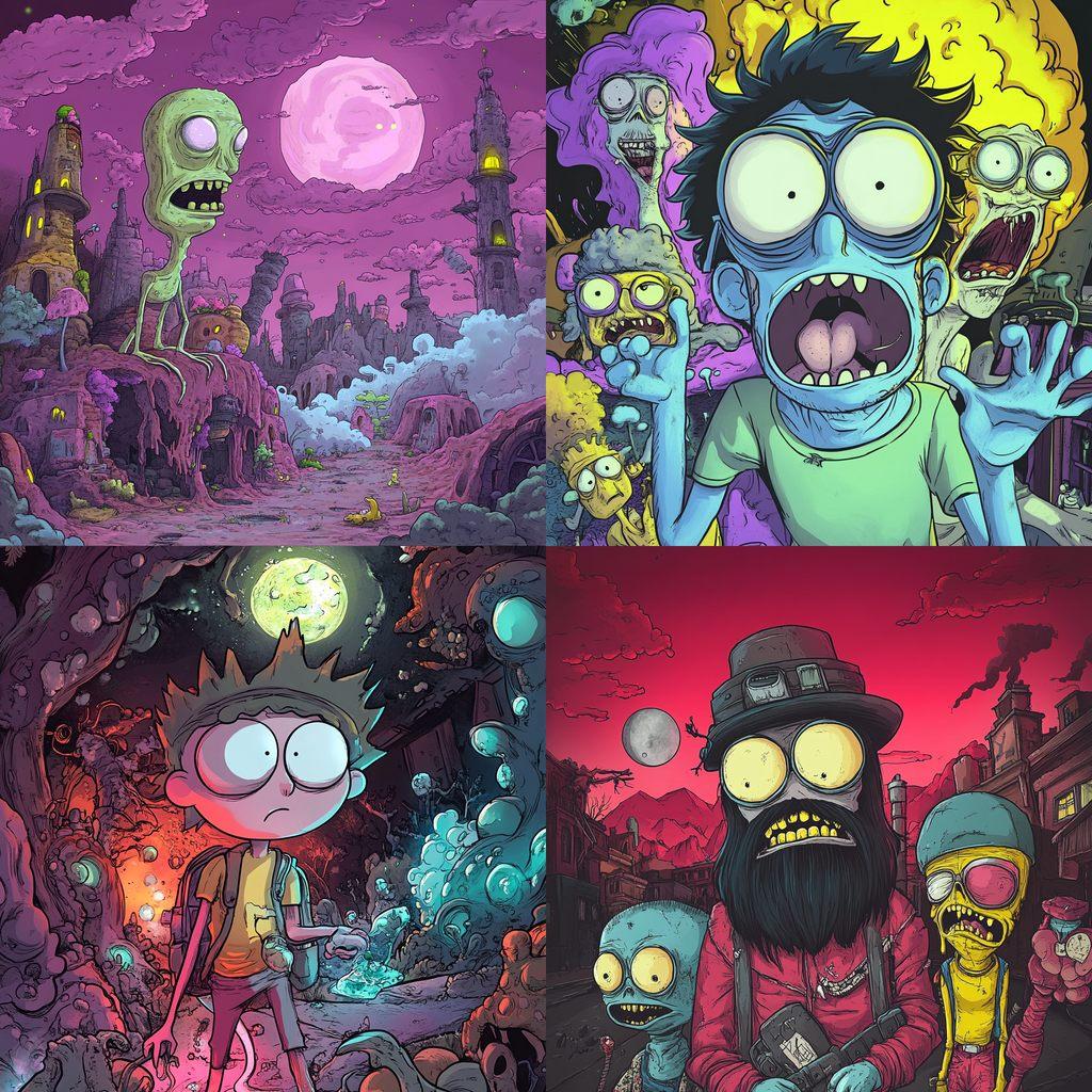 Justin Roiland style, Midjourney V6.1, render 1 of 4
