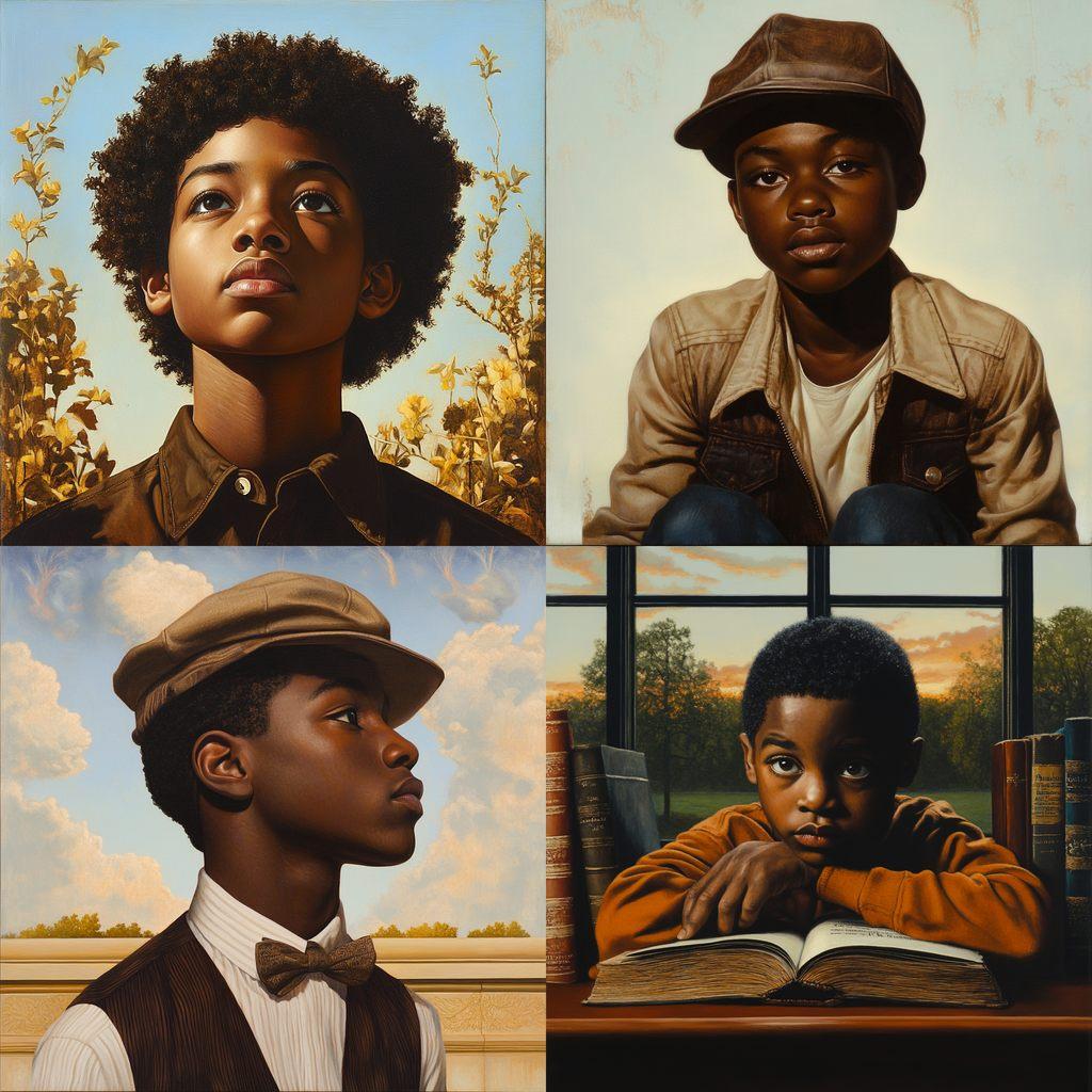 Kadir Nelson style, Midjourney V6.1, render 1 of 4