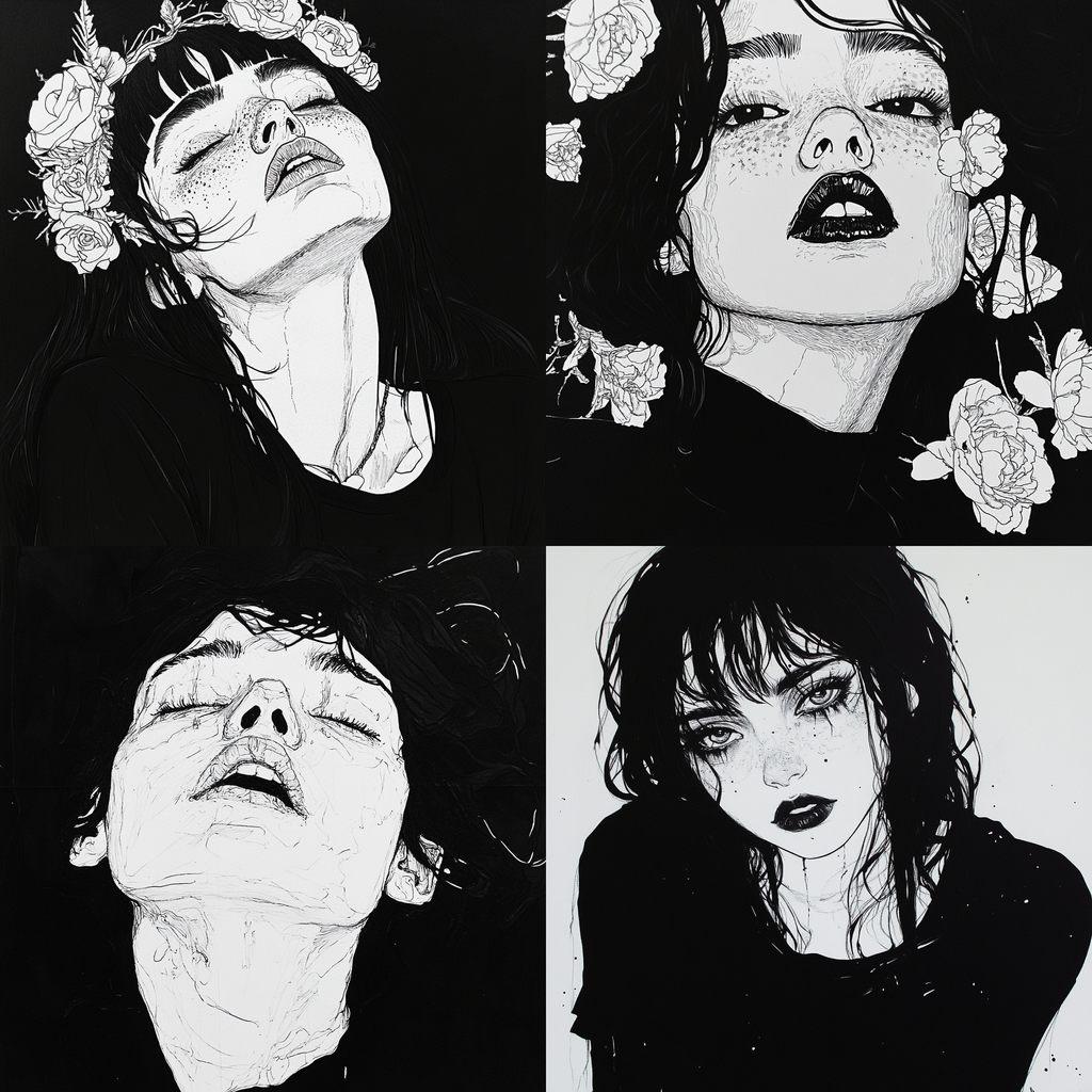 Kaethe Butcher style, Midjourney V6.1, render 1 of 4