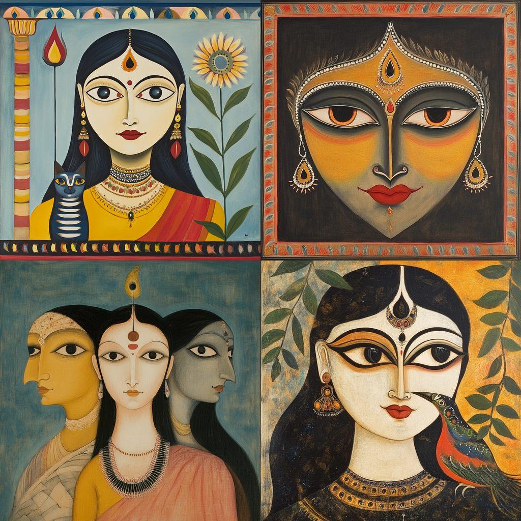 Kalighat painting style, Midjourney V6.1, render 1 of 4