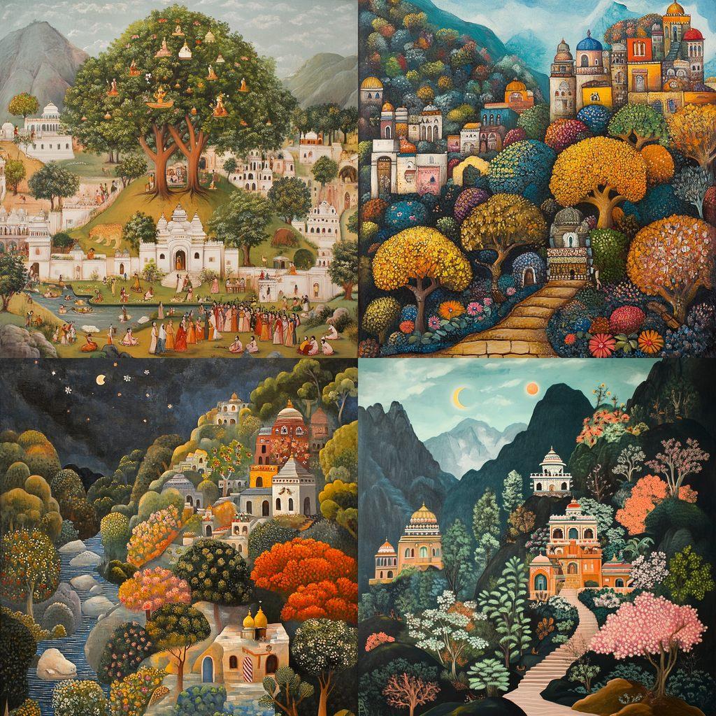 Kangra painting style, Midjourney V6.1, render 1 of 4