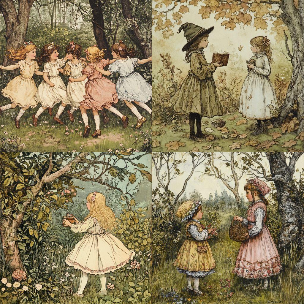 Kate Greenaway style, Midjourney V6.1, render 1 of 4