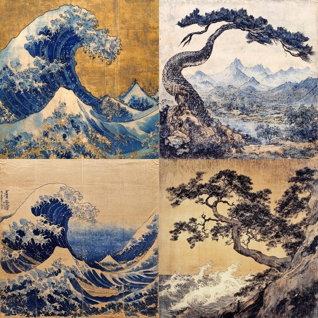 Katsushika Hokusai style, Midjourney V6.1, render 1 of 4