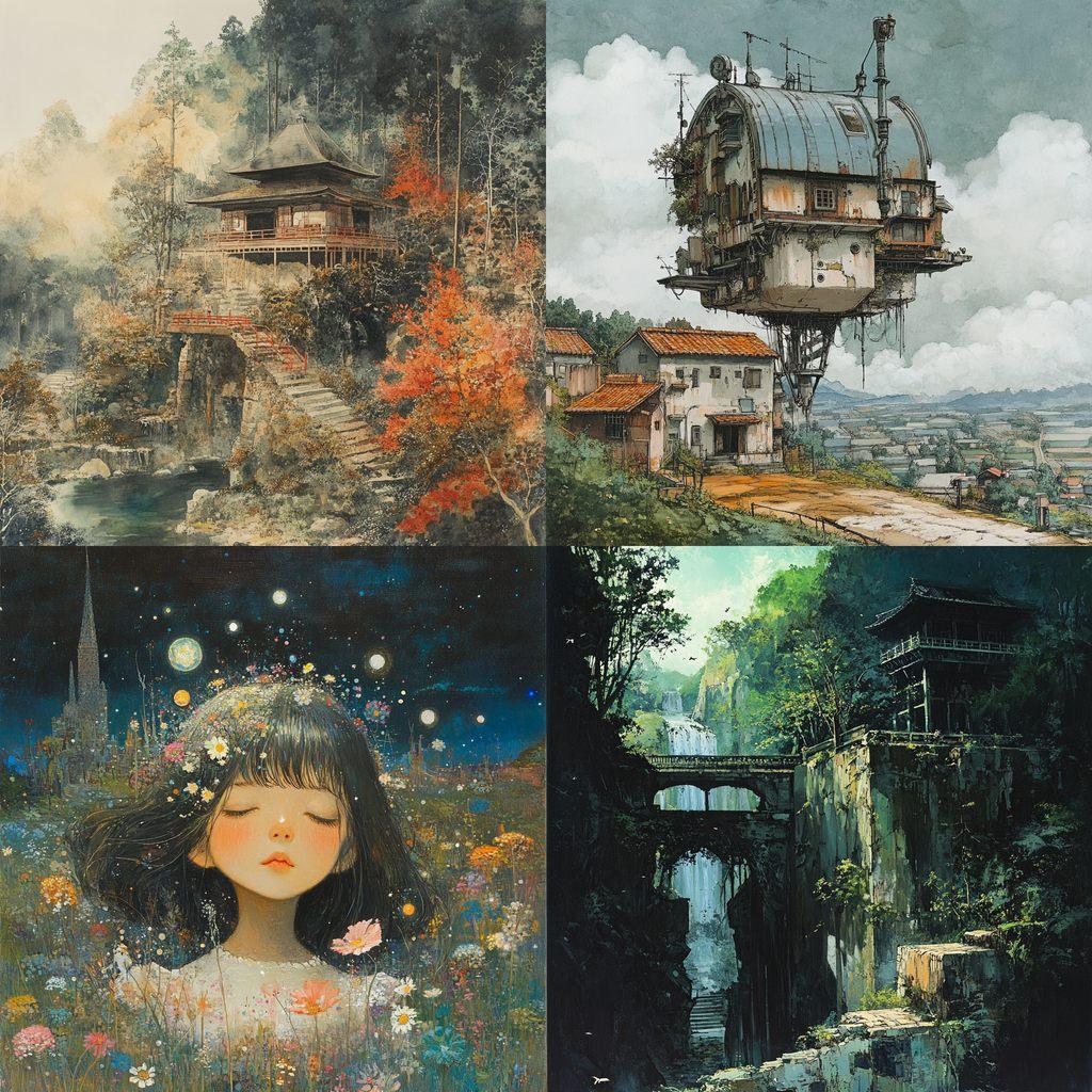 Kazuo Oga style, Midjourney V6.1, render 1 of 4