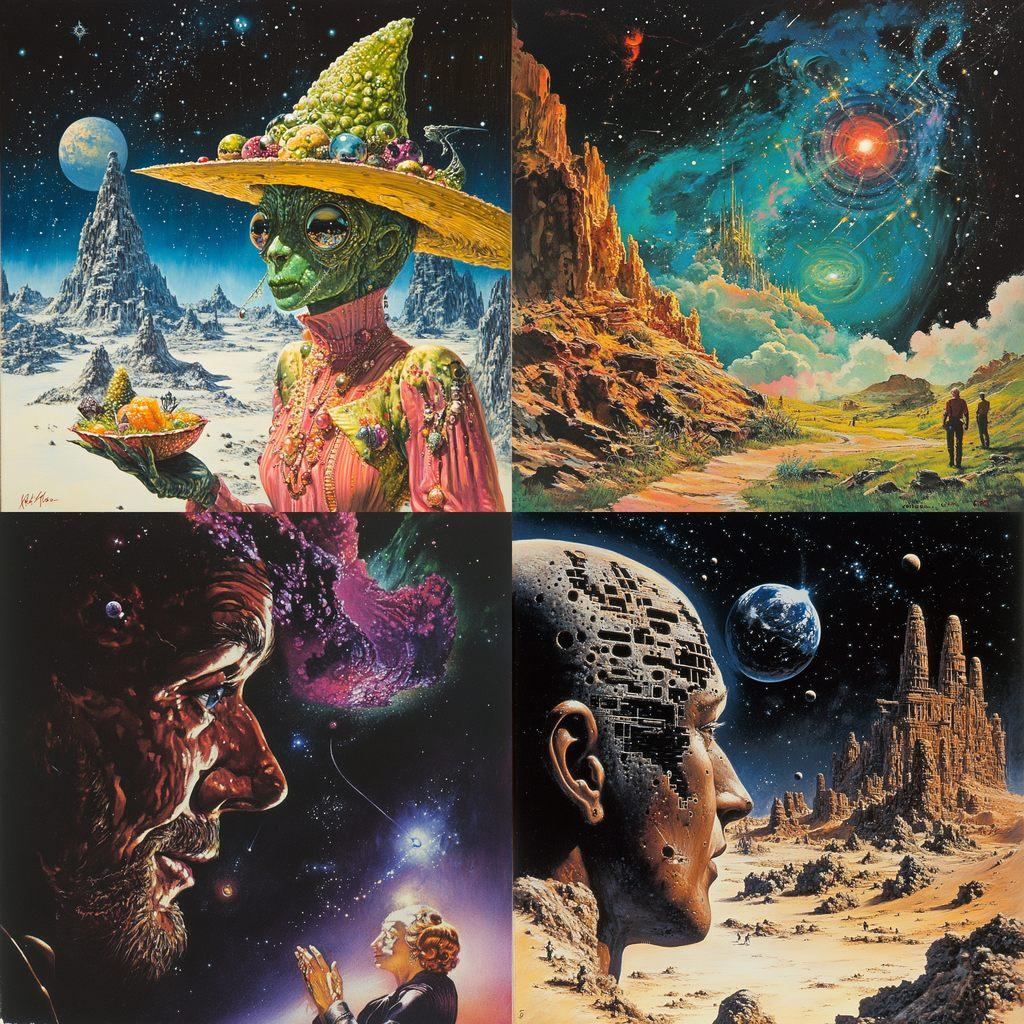 Kelly Freas style, Midjourney V6.1, render 1 of 4