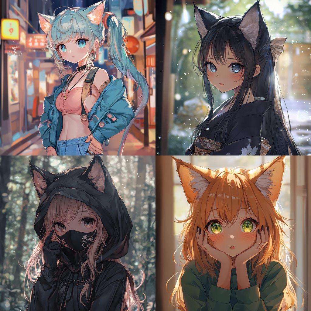 Kemonomimi anime style style, Midjourney V6.1, render 1 of 4