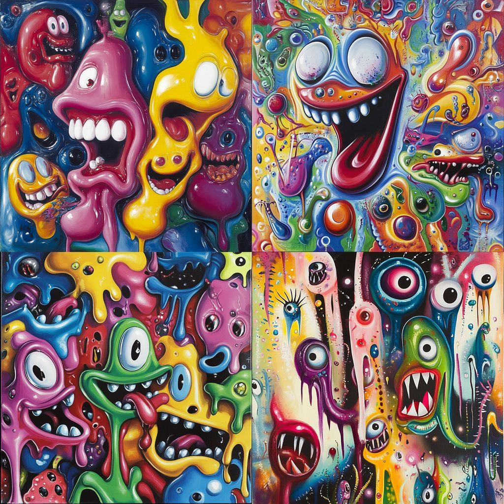 Kenny Scharf style, Midjourney V6.1, render 1 of 4