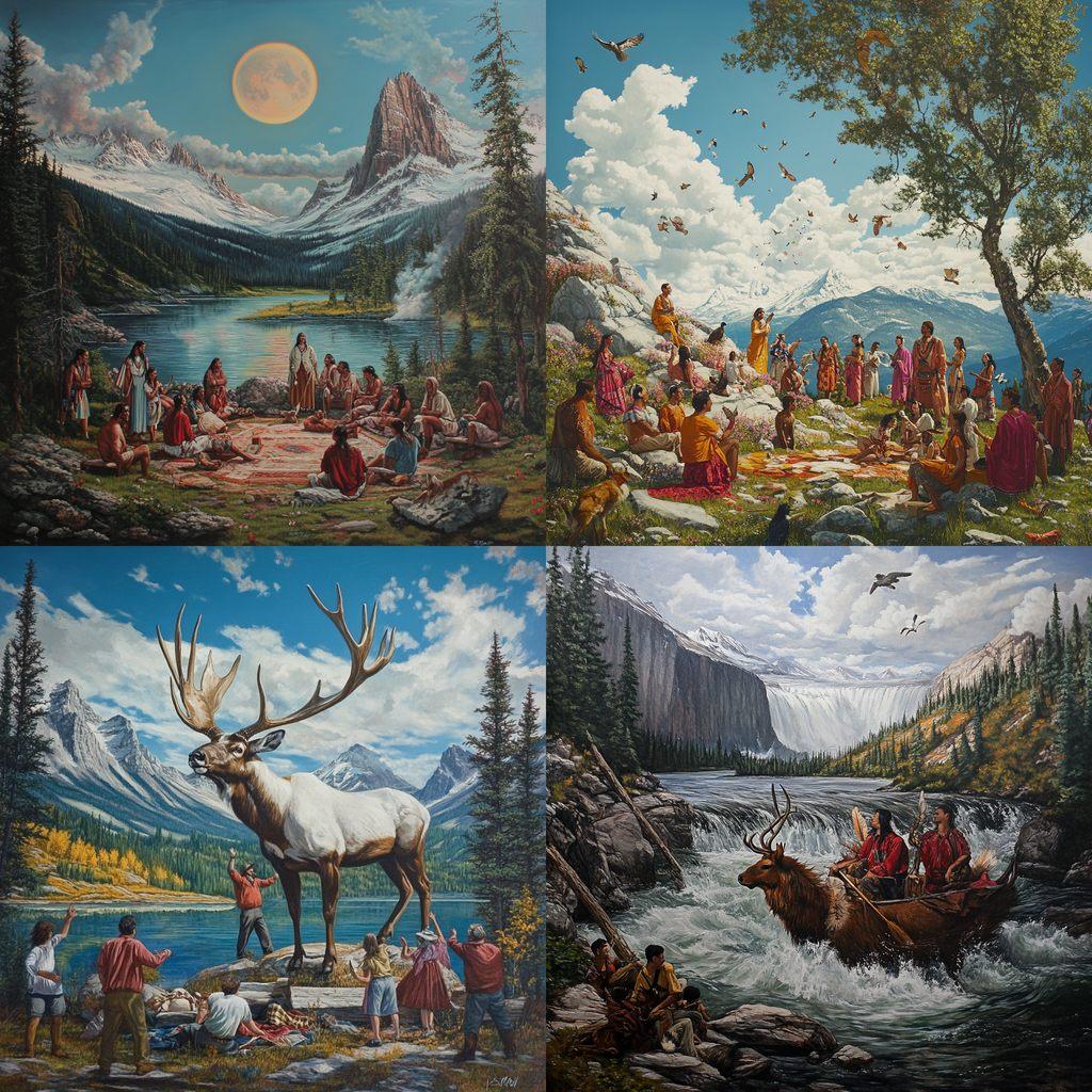 Kent Monkman style, Midjourney V6.1, render 1 of 4