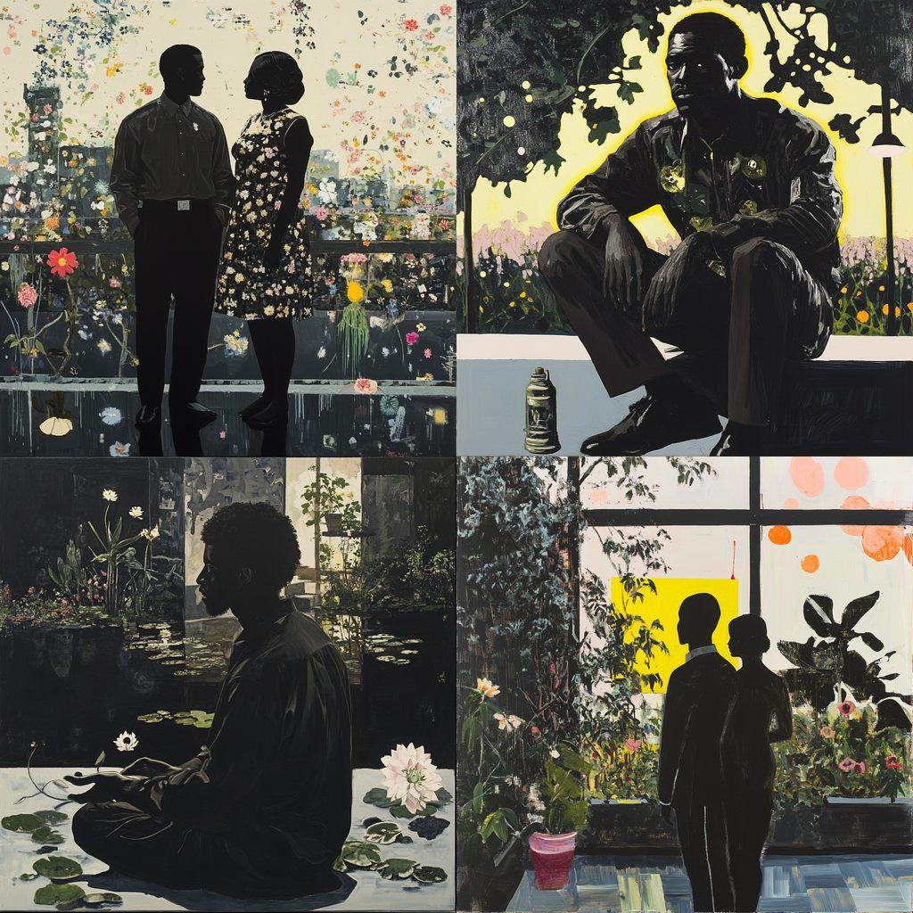 Kerry James Marshall style, Midjourney V6.1, render 1 of 4