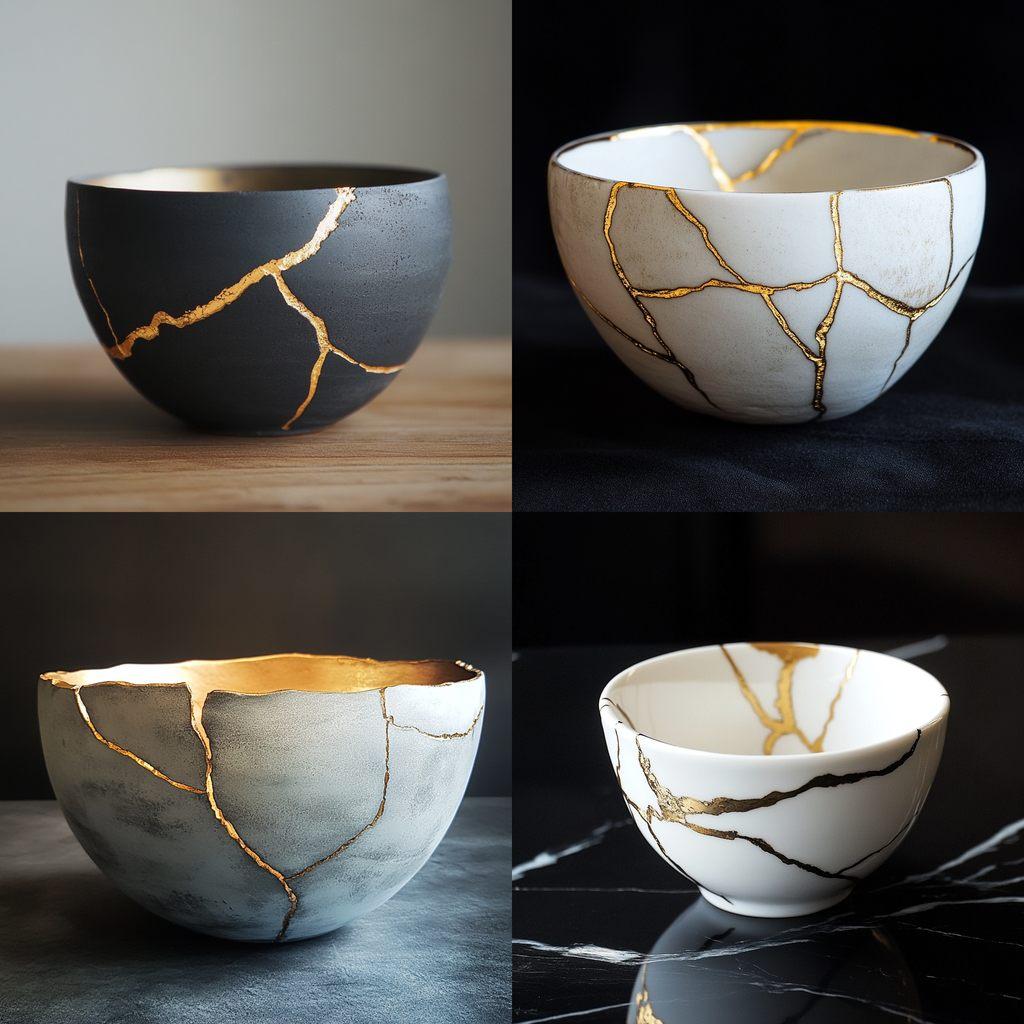 Kintsugi style, Midjourney V6.1, render 1 of 4