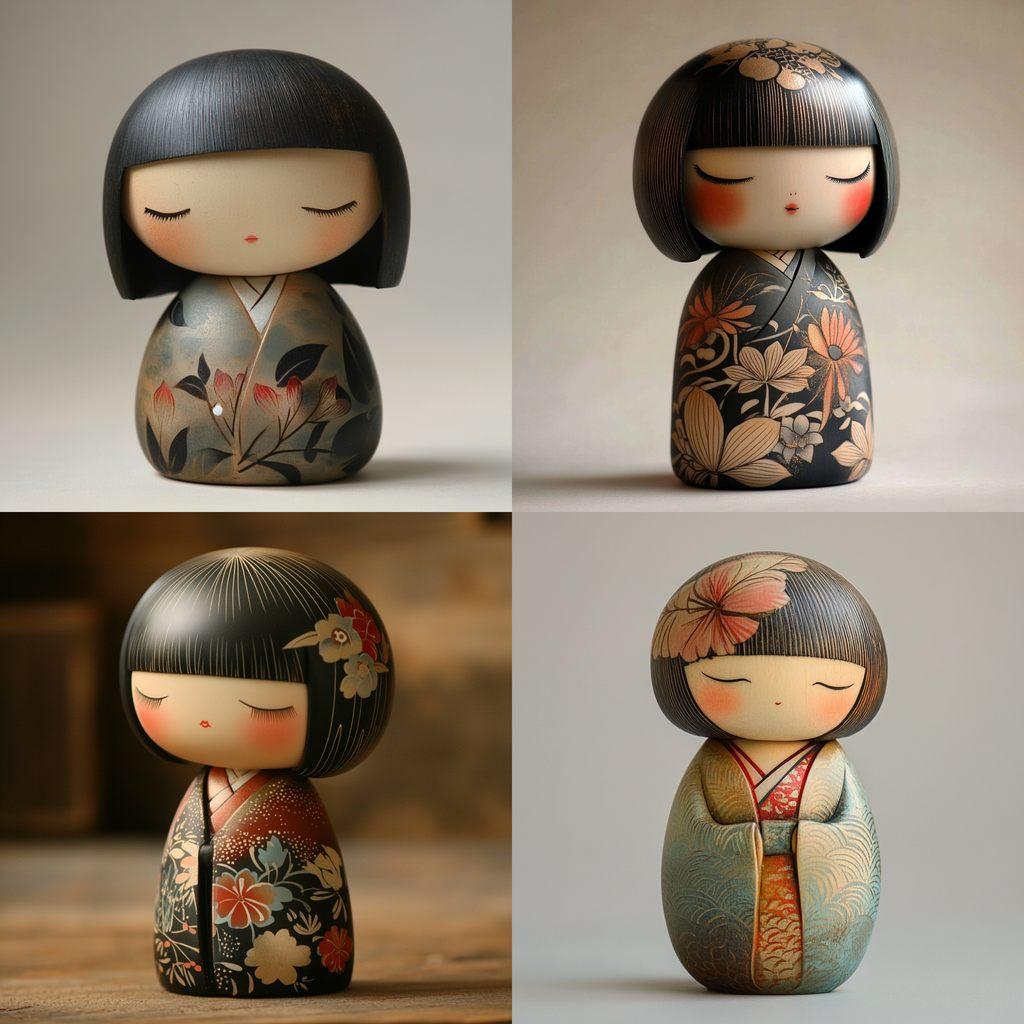 Kokeshi doll style, Midjourney V6.1, render 1 of 4