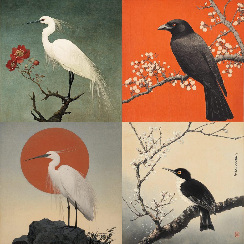 Koson Ohara style, Midjourney V6.1, render 1 of 4