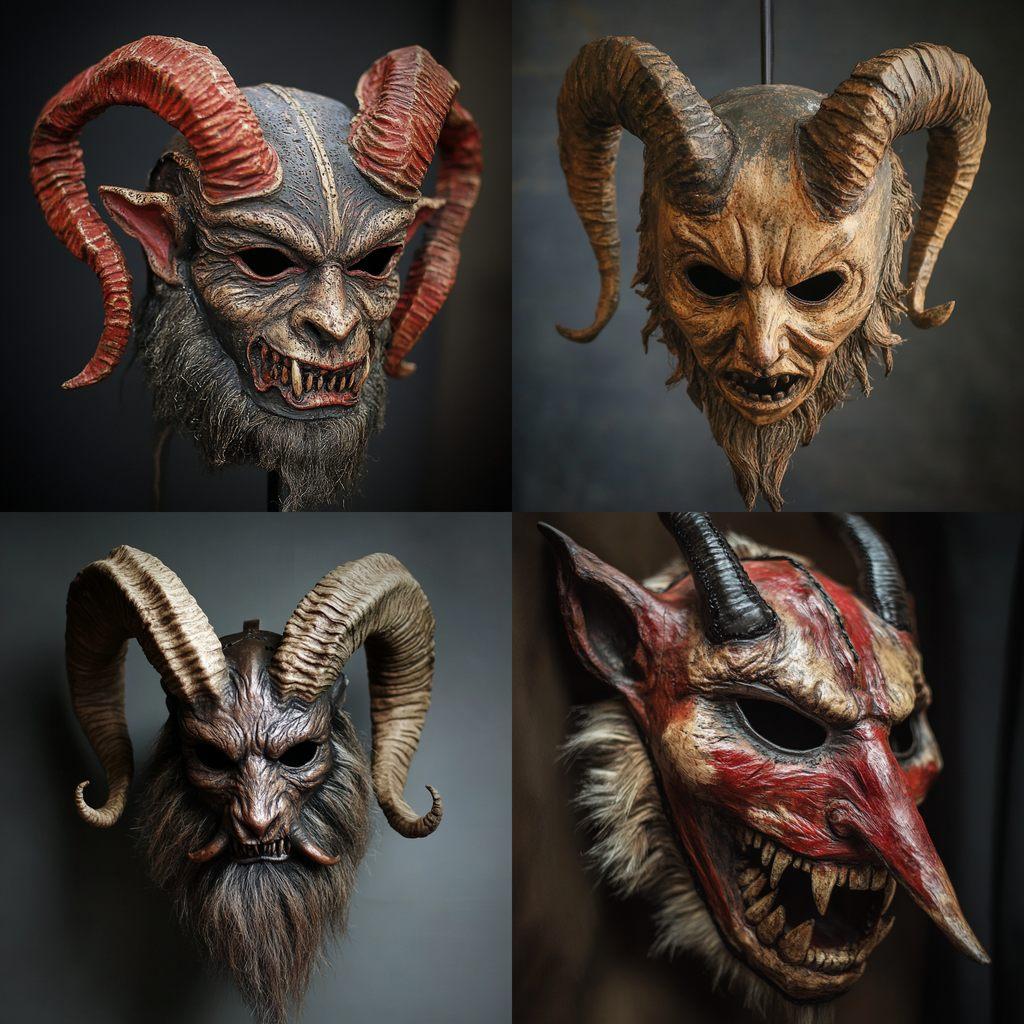 Krampusnacht festival mask style, Midjourney V6.1, render 1 of 4