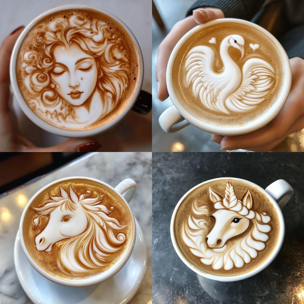 Latte art style, Midjourney V6.1, render 1 of 4