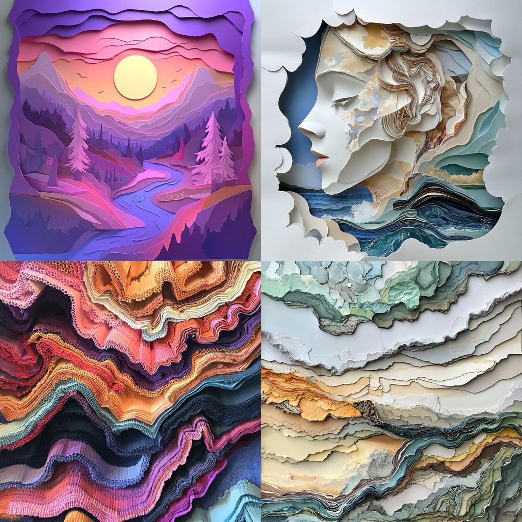 Layered paper style, Midjourney V6.1, render 1 of 4