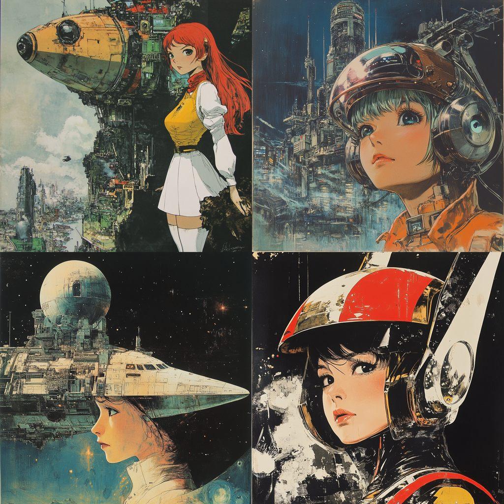 Leiji Matsumoto style, Midjourney V6.1, render 1 of 4