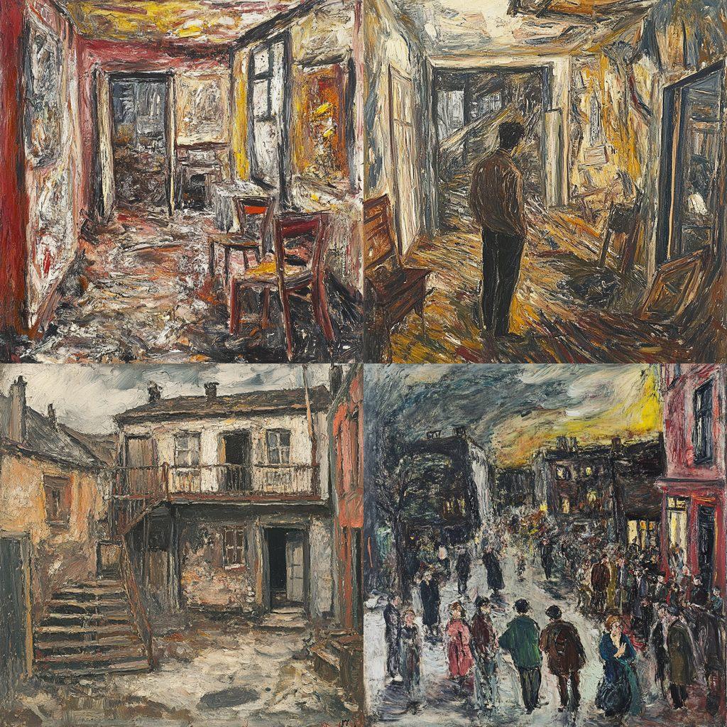 Leon Kossoff style, Midjourney V6.1, render 1 of 4