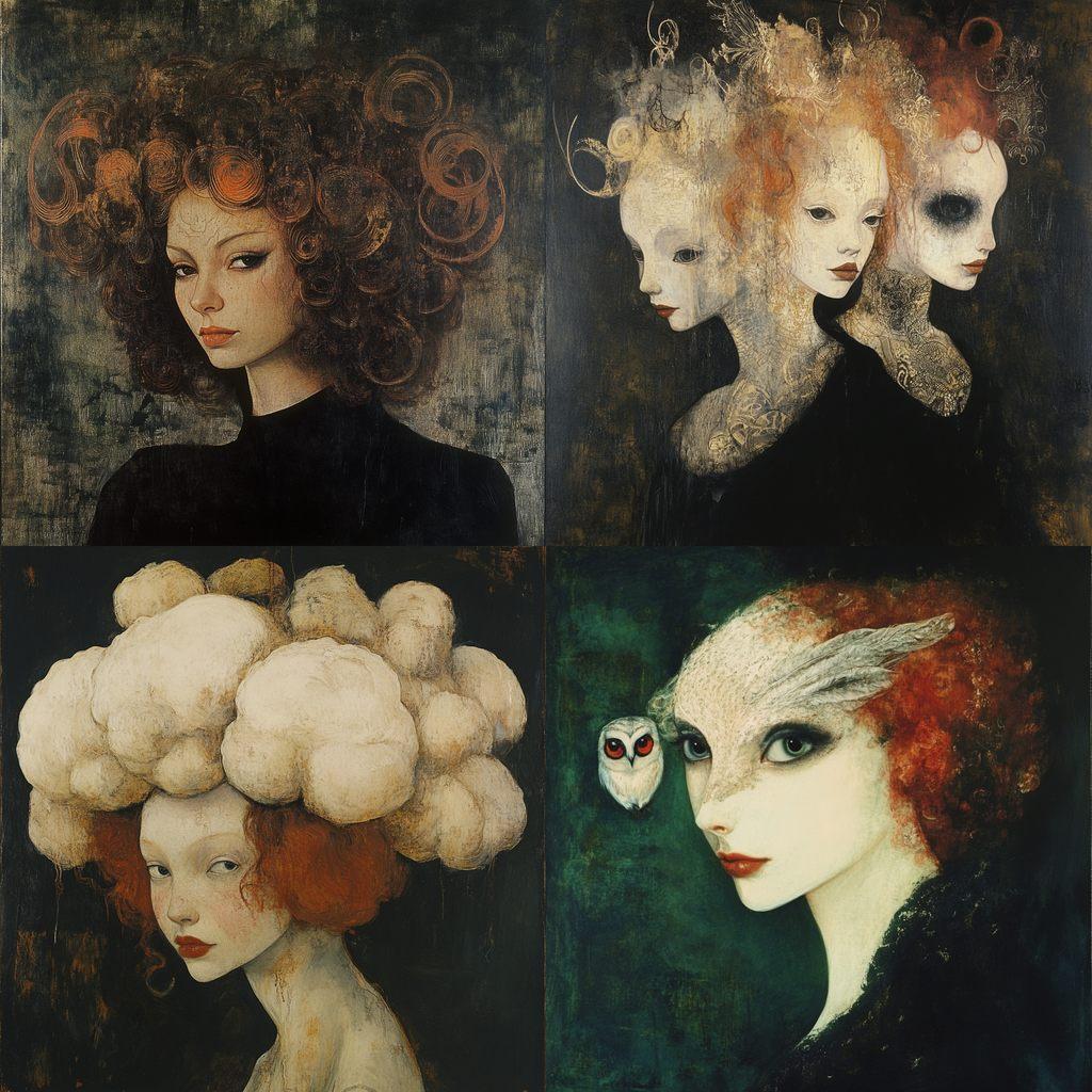 Leonor Fini style, Midjourney V6.1, render 1 of 4