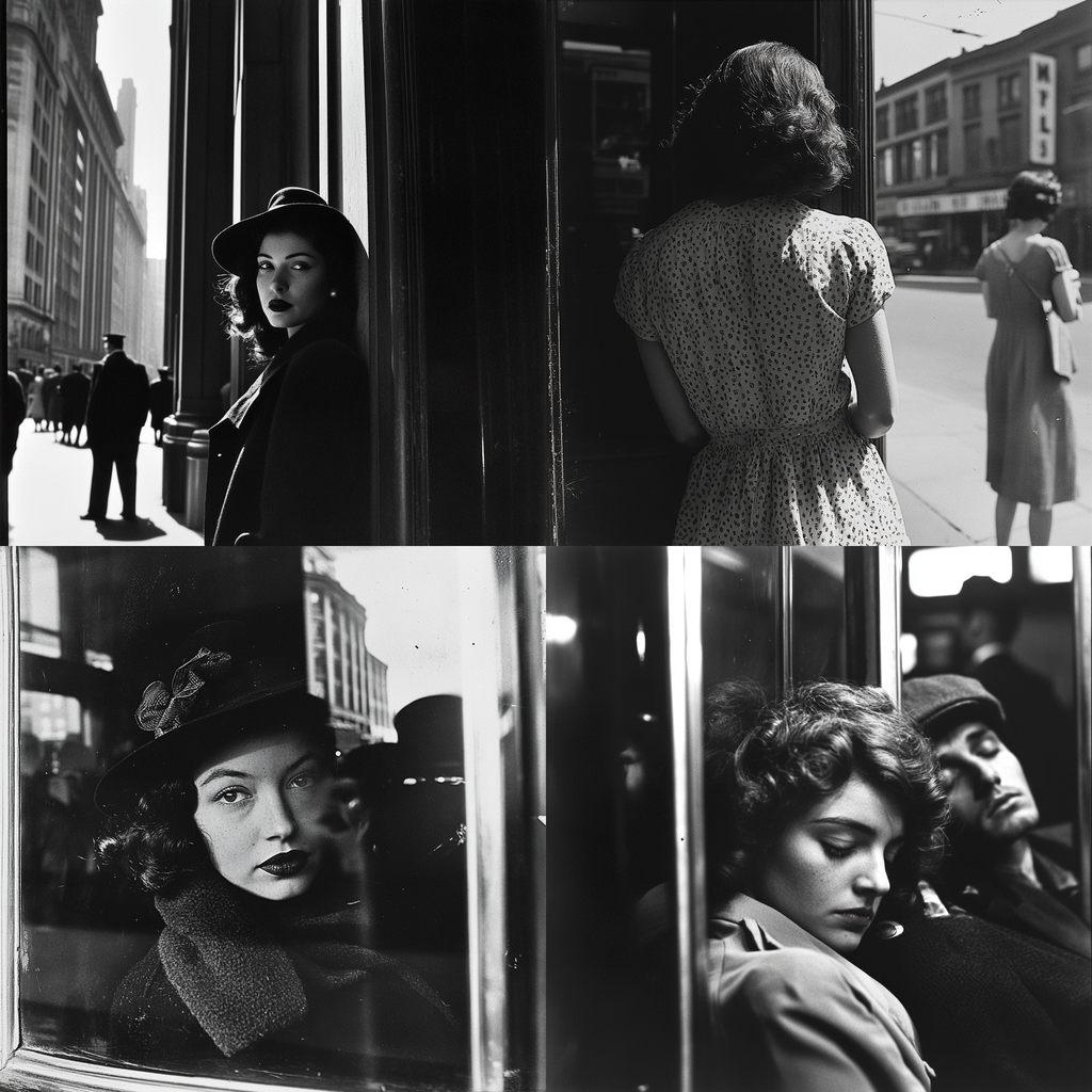 Lisette Model style, Midjourney V6.1, render 1 of 4