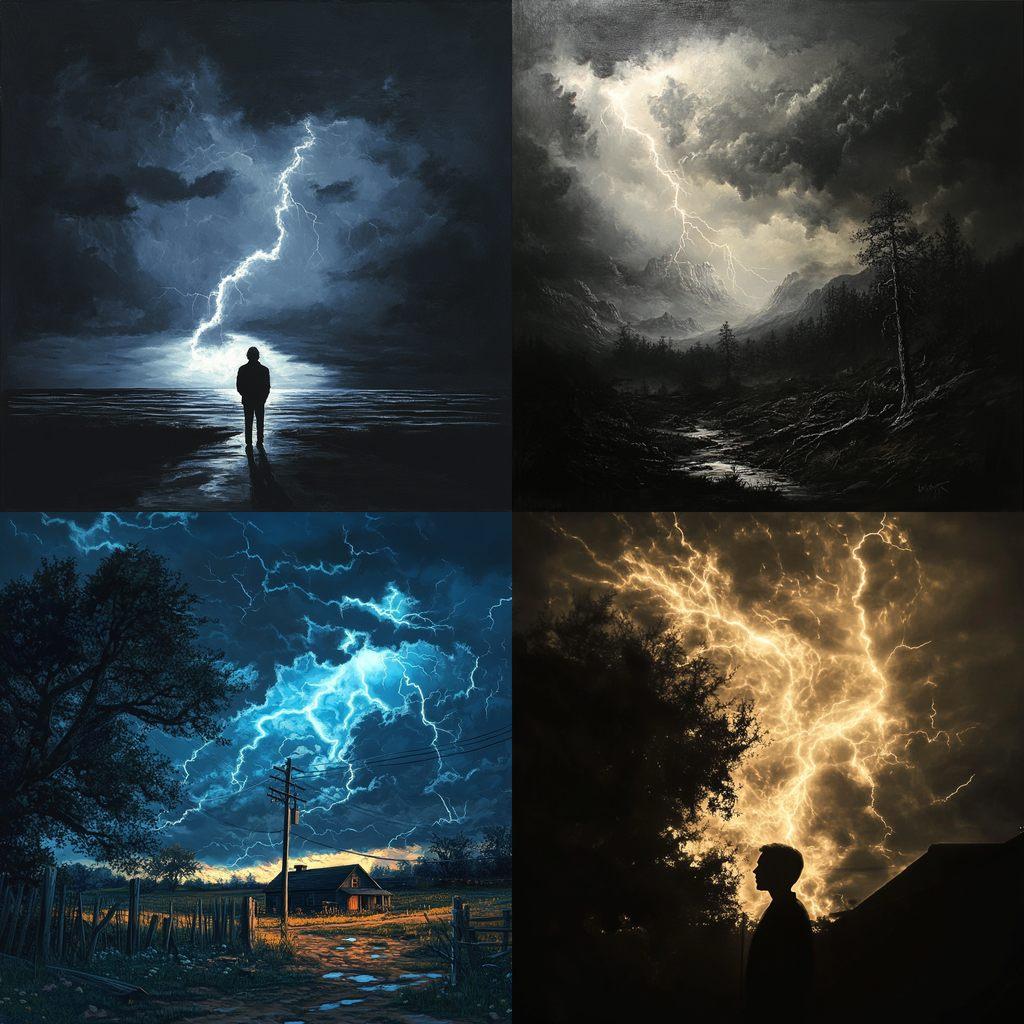 Lit by lightning style, Midjourney V6.1, render 1 of 4