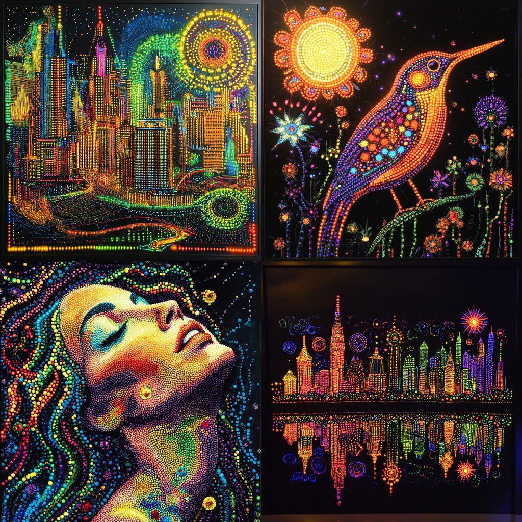 Lite Brite art style, Midjourney V6.1, render 1 of 4