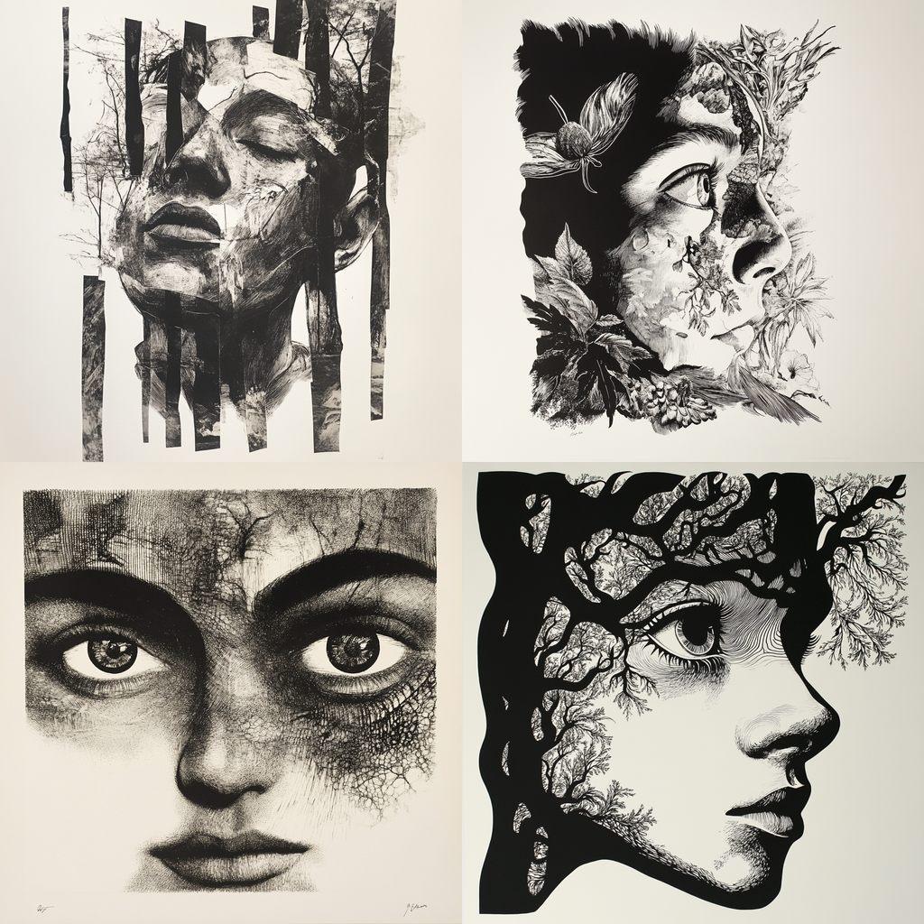 Lithography print style, Midjourney V6.1, render 1 of 4