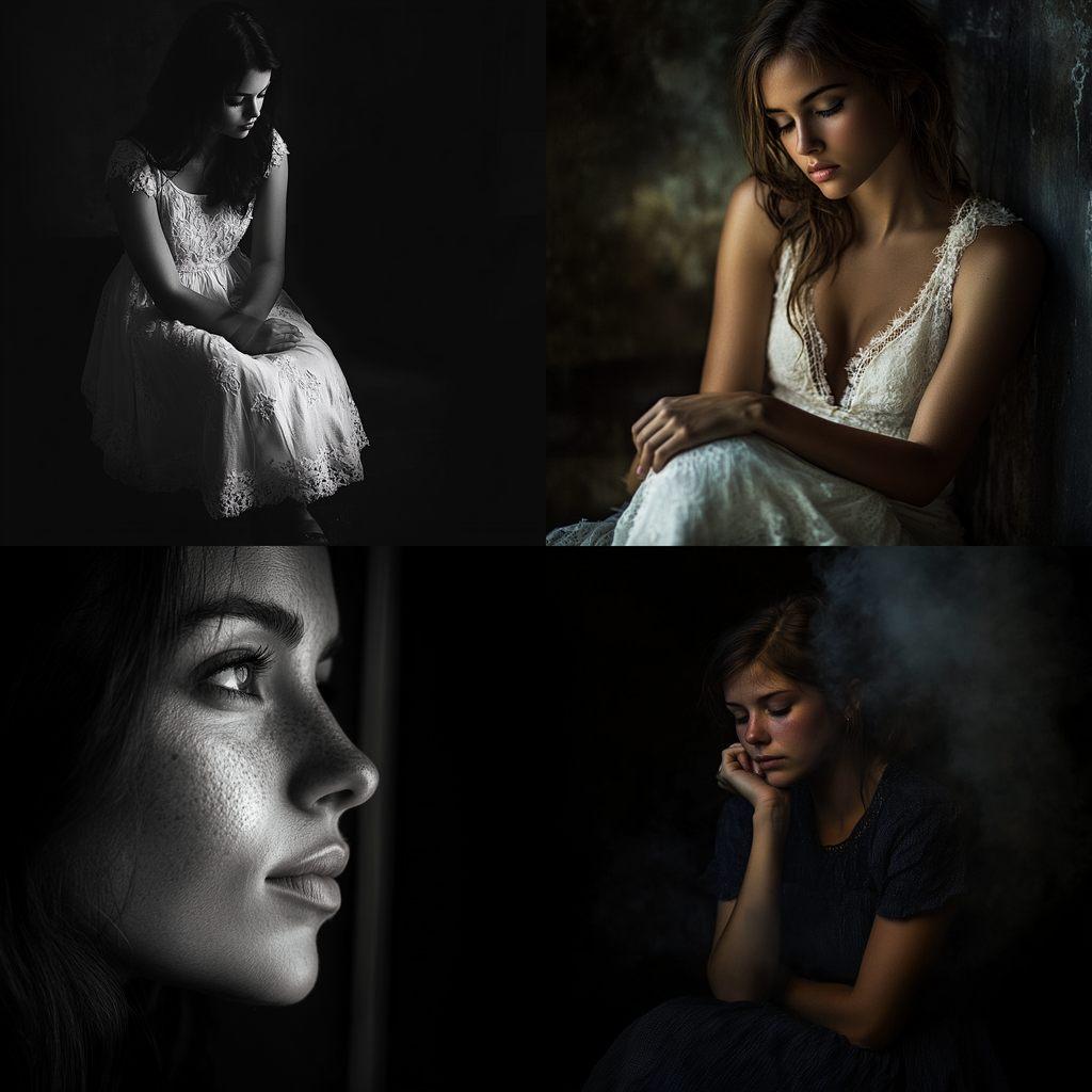Low key photography style, Midjourney V6.1, render 1 of 4