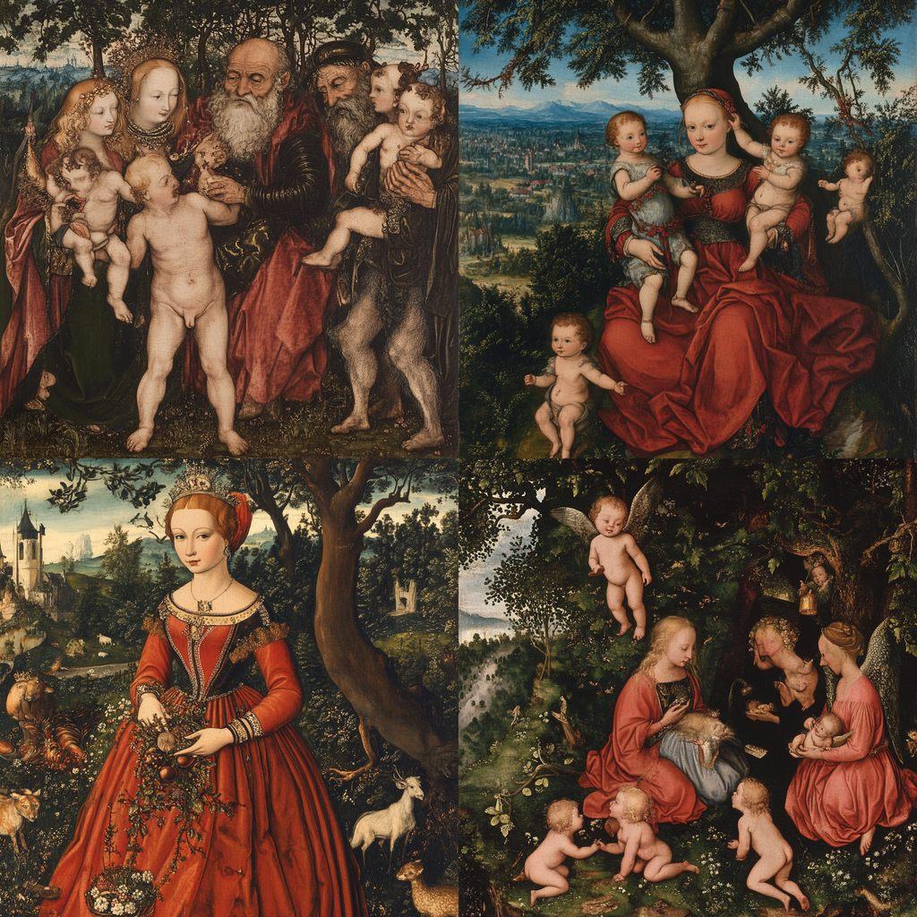 Lucas Cranach the Younger style, Midjourney V6.1, render 1 of 4