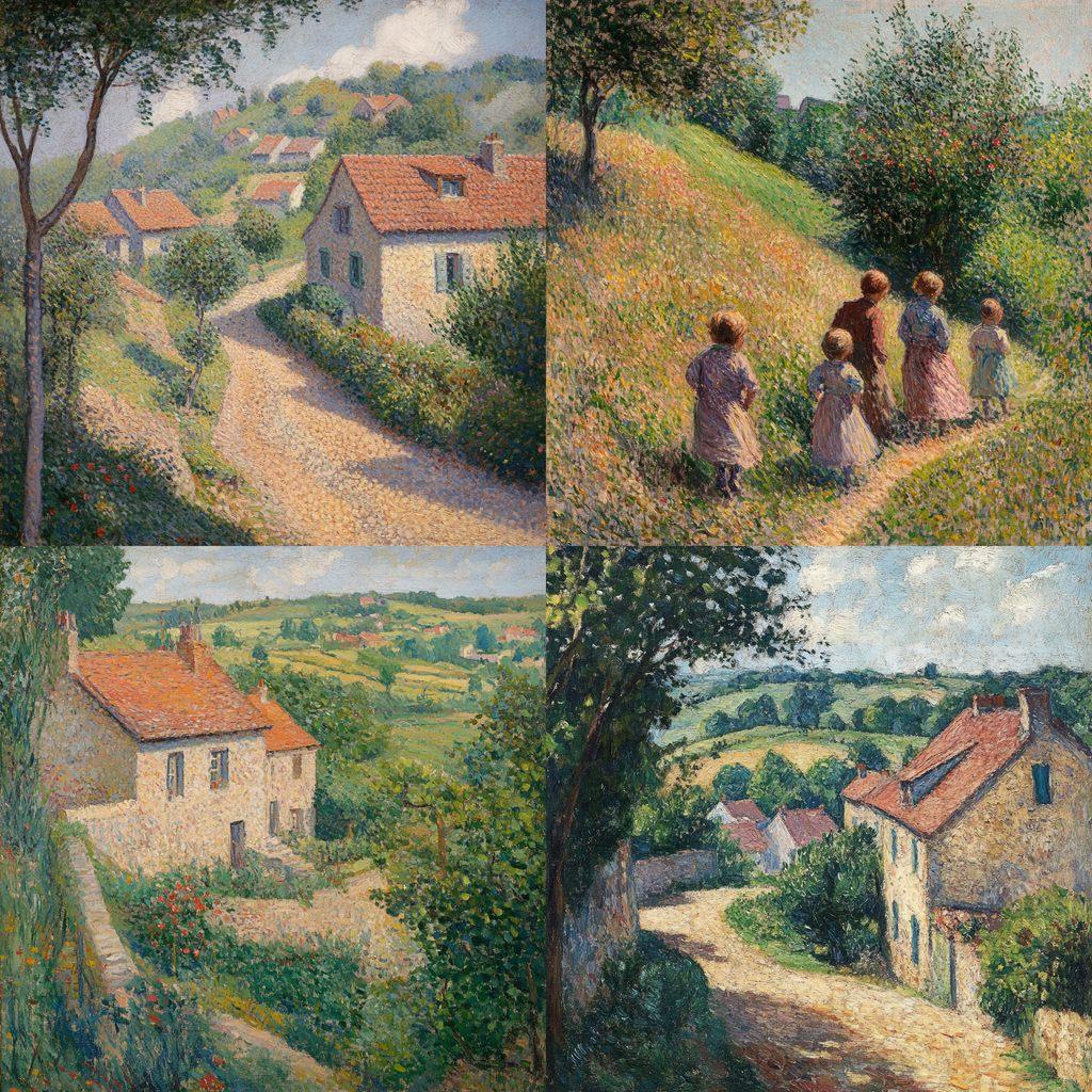 Lucien Pissarro style, Midjourney V6.1, render 1 of 4