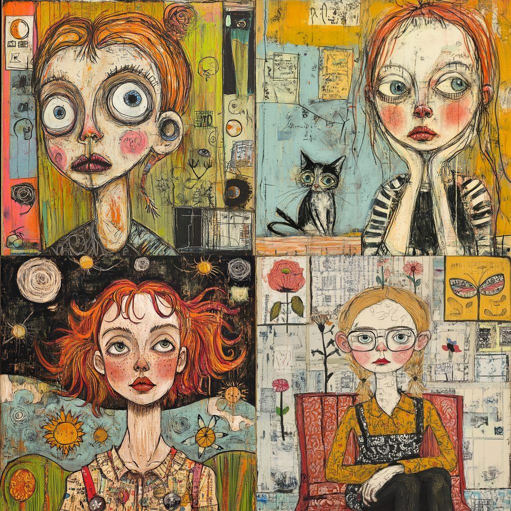 Lynda Barry style, Midjourney V6.1, render 1 of 4