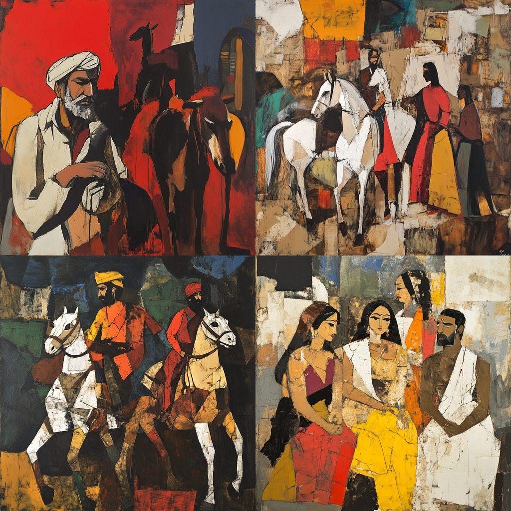 M. F. Husain style, Midjourney V6.1, render 1 of 4
