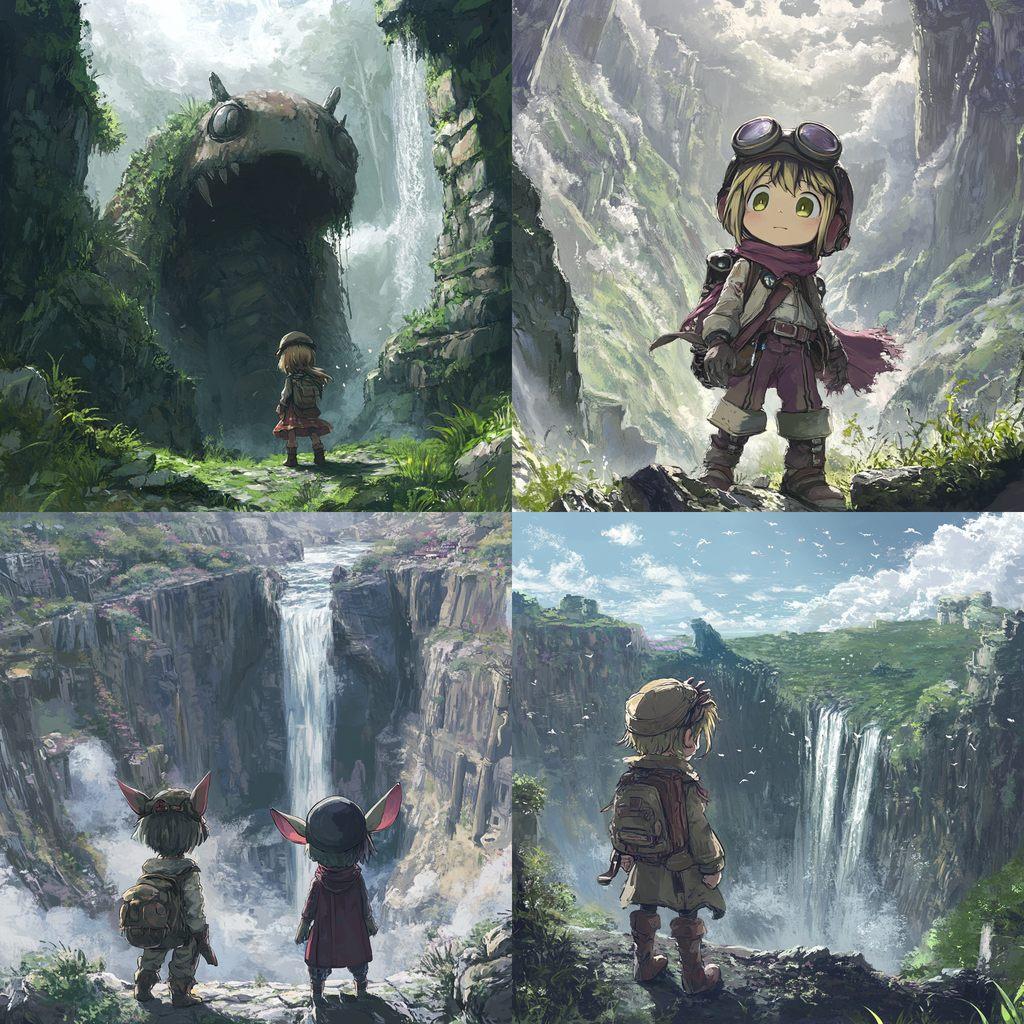 Made in Abyss style, Midjourney V6.1, render 1 of 4